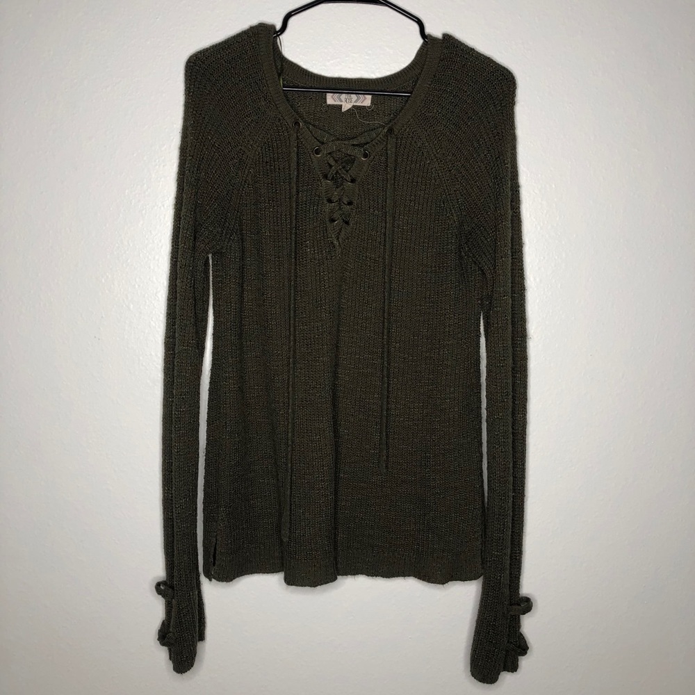 Hunter Green Crochet Sweater